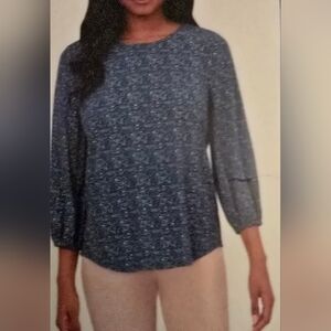 Adrianna Papell Blue Blouse with Relaxed Fit and 3/4 Sleeves